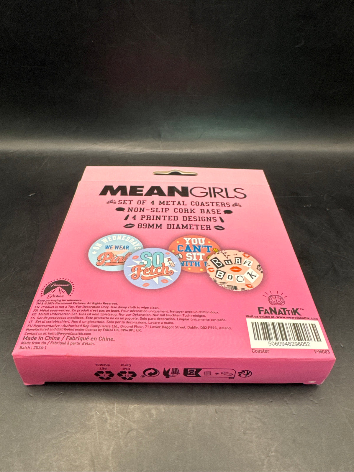 Mean Girls - Set of Four Printed Coasters - Metal with Cork Base - 89mm Diameter