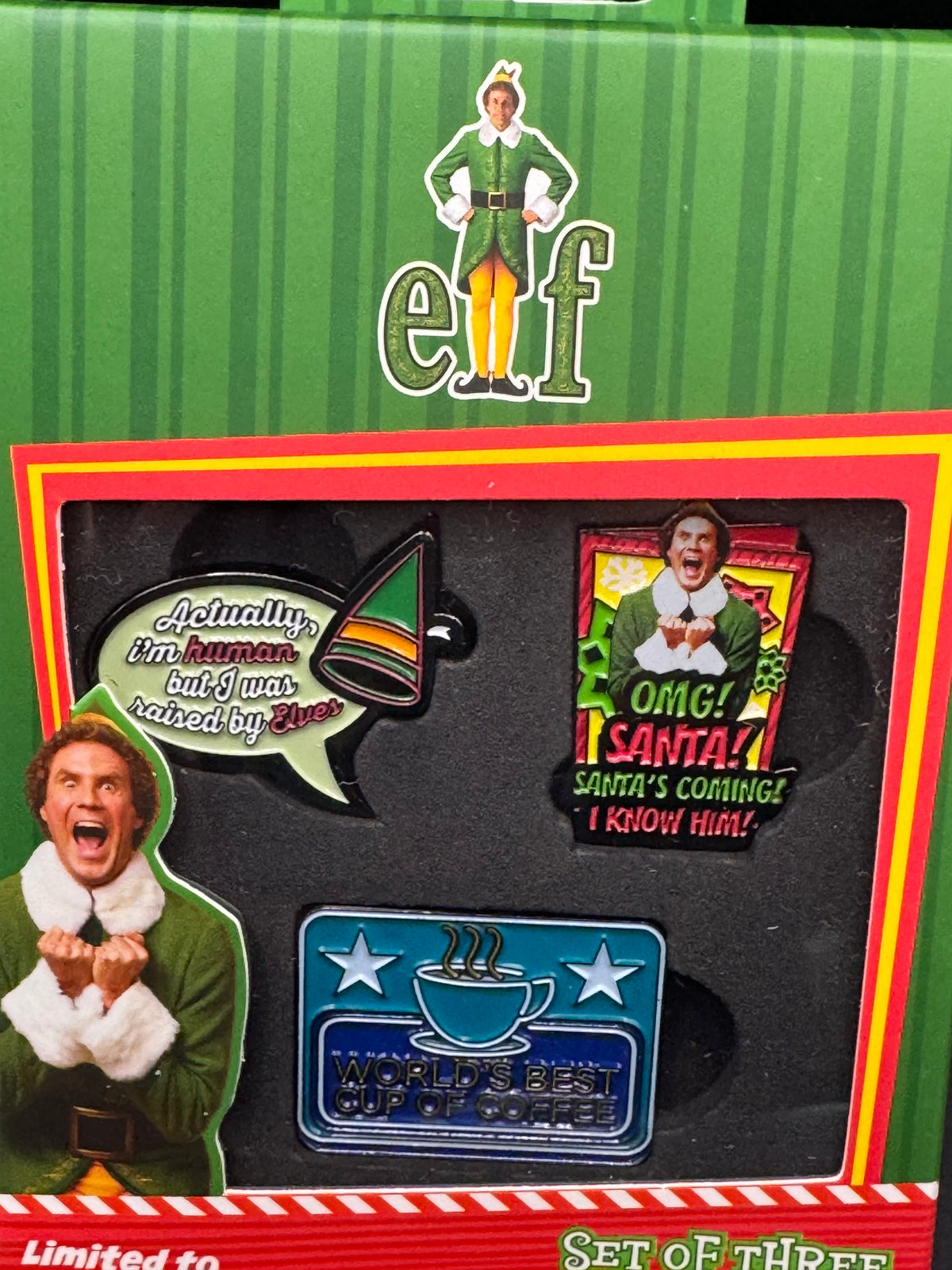 limited edition ELF set of 3 pin badges