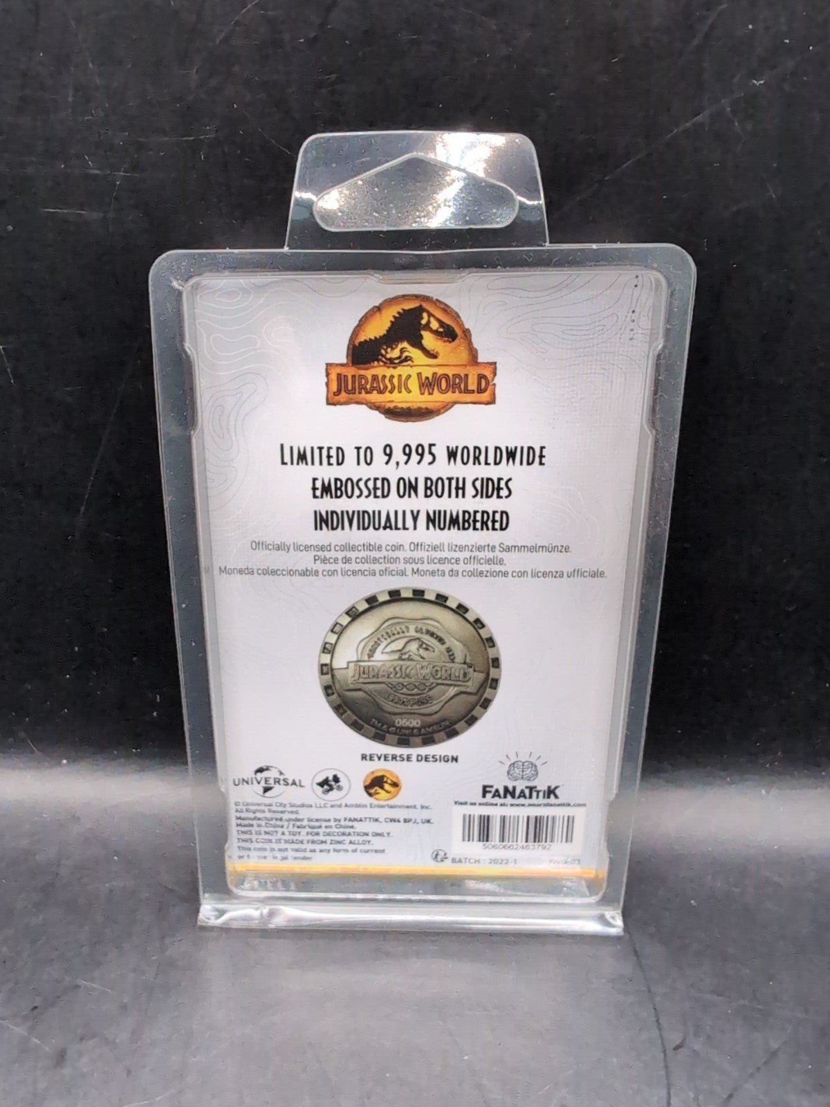 Jurassic World Blue Limited Edition Collectible Coin - Limited to 9,995 NEW 