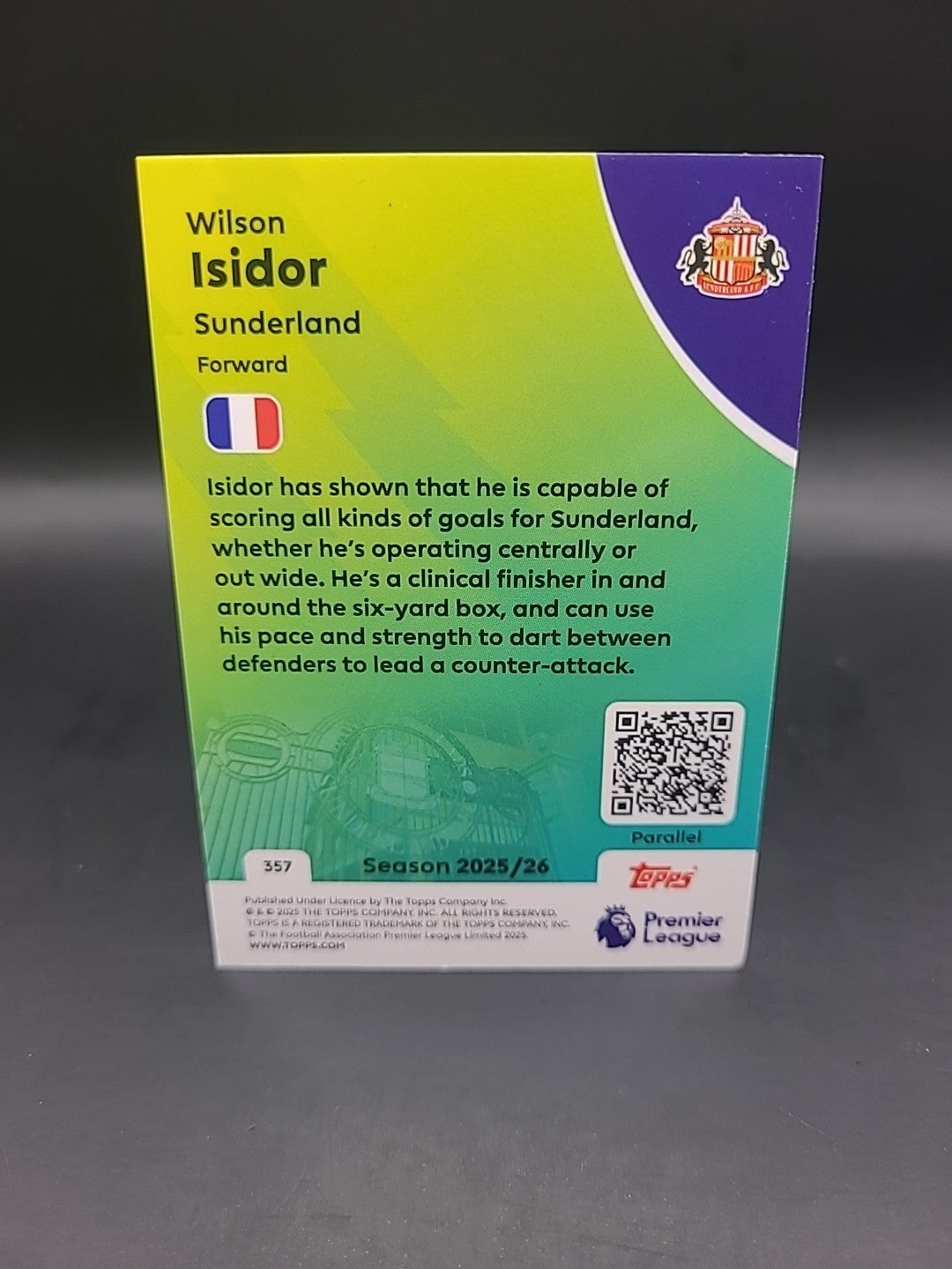 Topps Premier League 2025-26 BLUE FOIL Parallel 357 Wilson Isidor #119/150