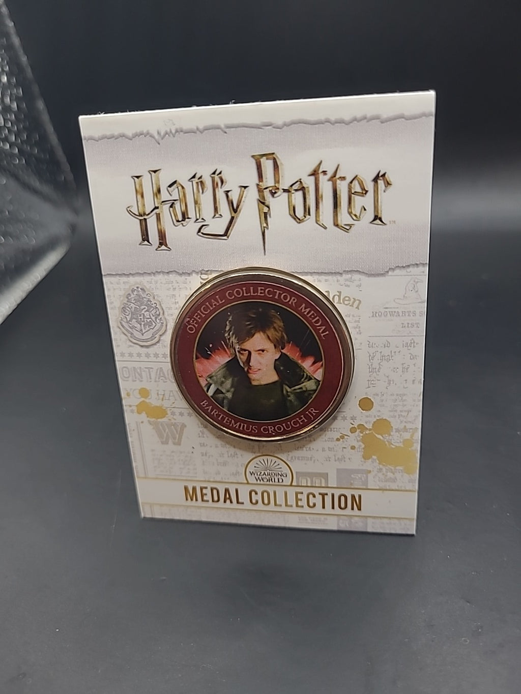 HARRY POTTER CARD WITH MEDAL BARTEMIUS CROUCH JR DAVID TENNANT J K ROWLING
