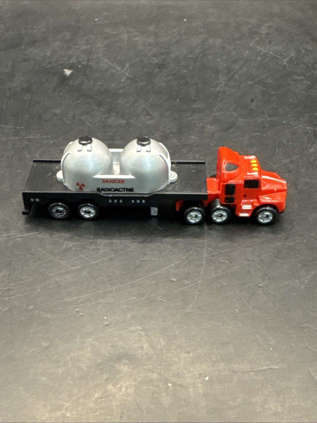 Micro Action Magnifiers SEMI TRUCK Red w DANGER RADIOACTIVE flatbed Funrise 1988