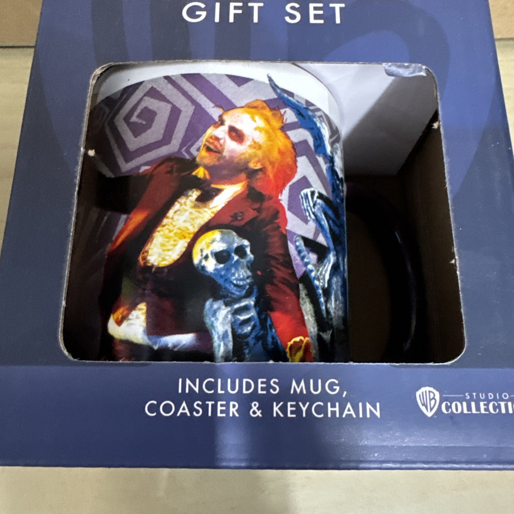 Mug Coaster Keyring Boxed Gift Set - Beetlejuice The Ghost With The Most