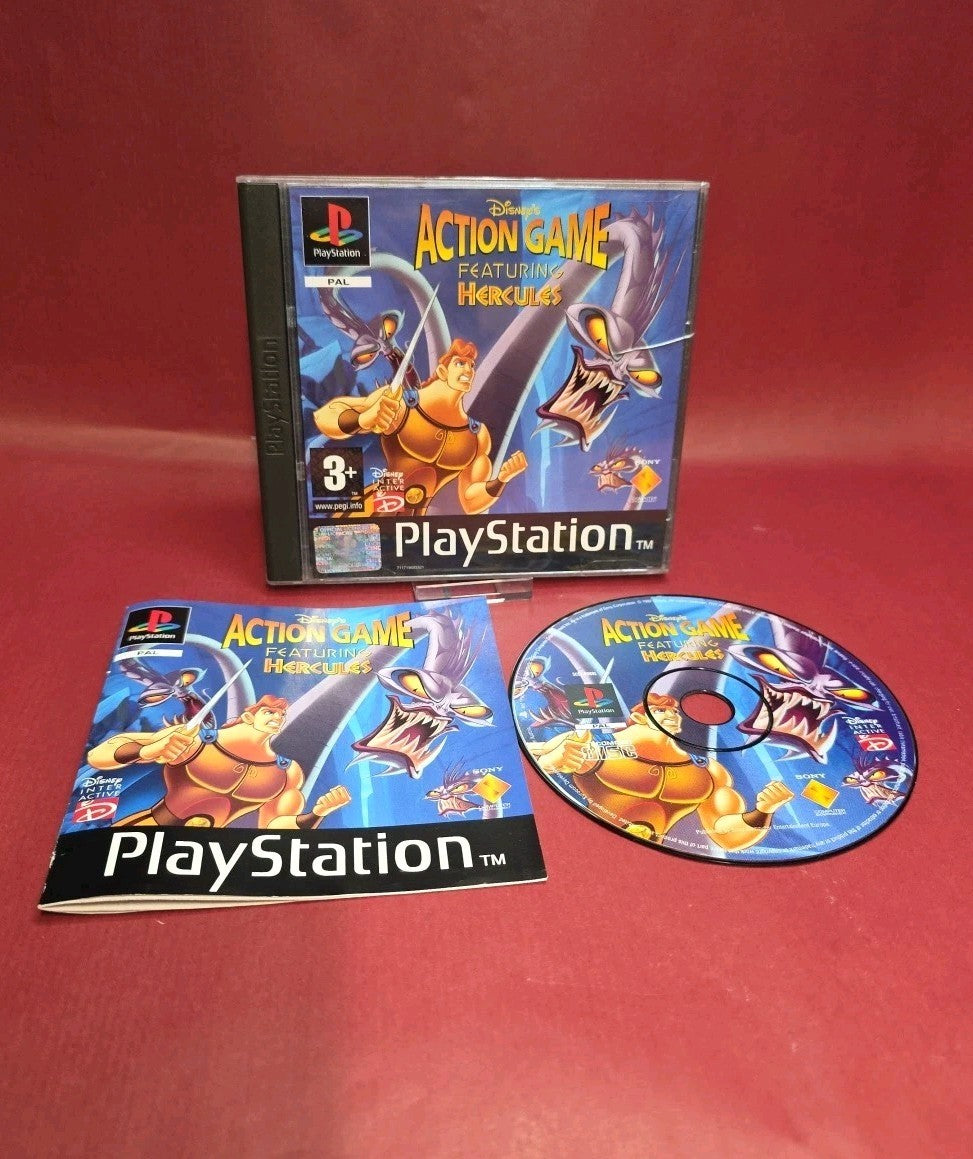 HERCULES: DISNEY'S ACTION GAME Ps1 WITH CASE & MANUAL.  Black Label