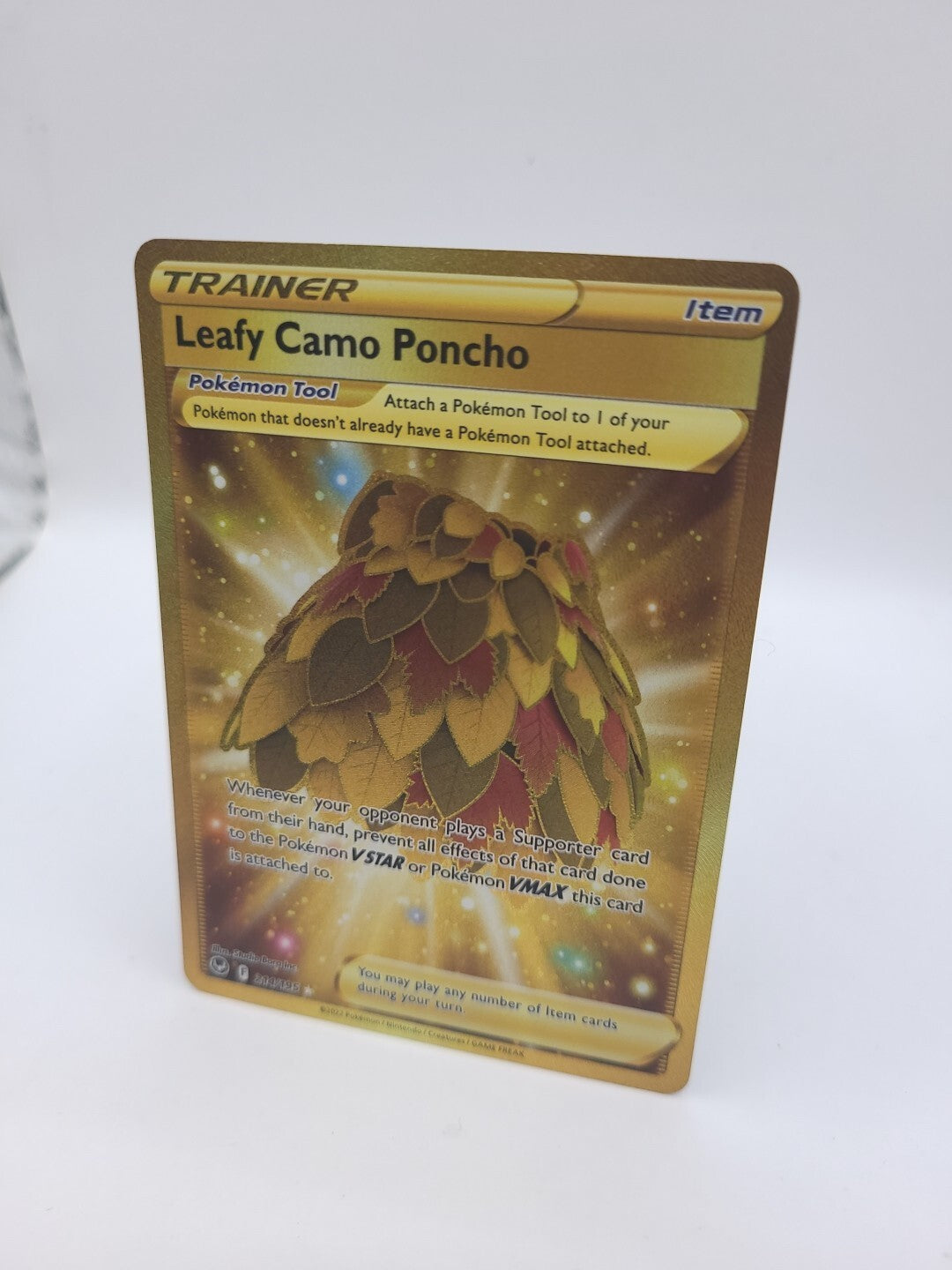 Pokemon Card Leafy Camo Poncho 214/195 Holo Trainer Silver Tempest
