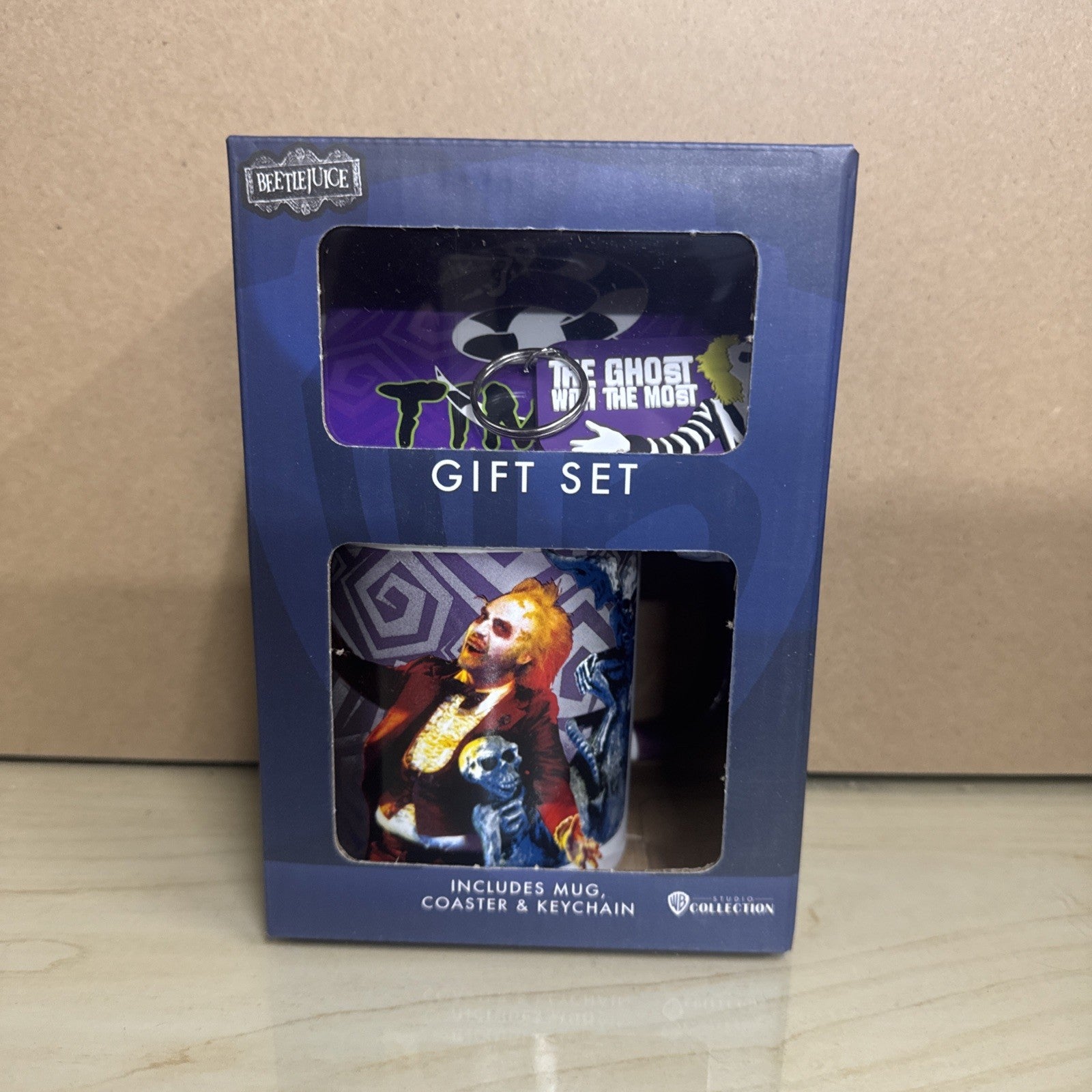 Mug Coaster Keyring Boxed Gift Set - Beetlejuice The Ghost With The Most