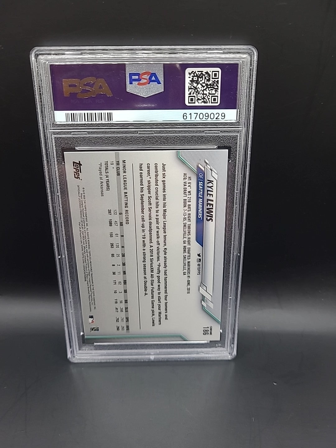 Kyle Lewis 2020 Topps Chrome Refractor #186 PSA 10 Mint Rookie Card RC Mariners