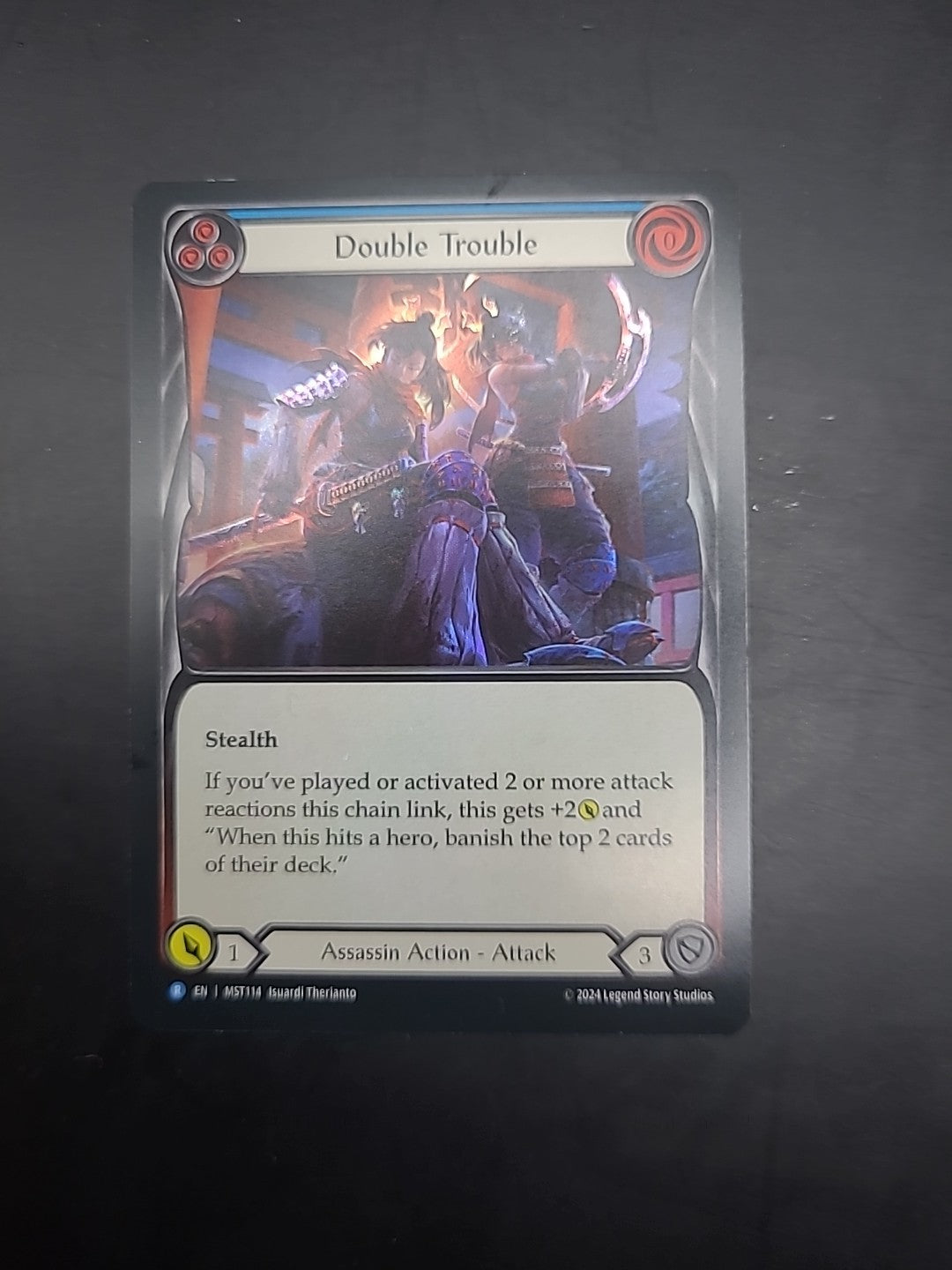 Flesh and Blood TCG Double Trouble (Blue) MST114 Rare Rainbow Foil NM MST