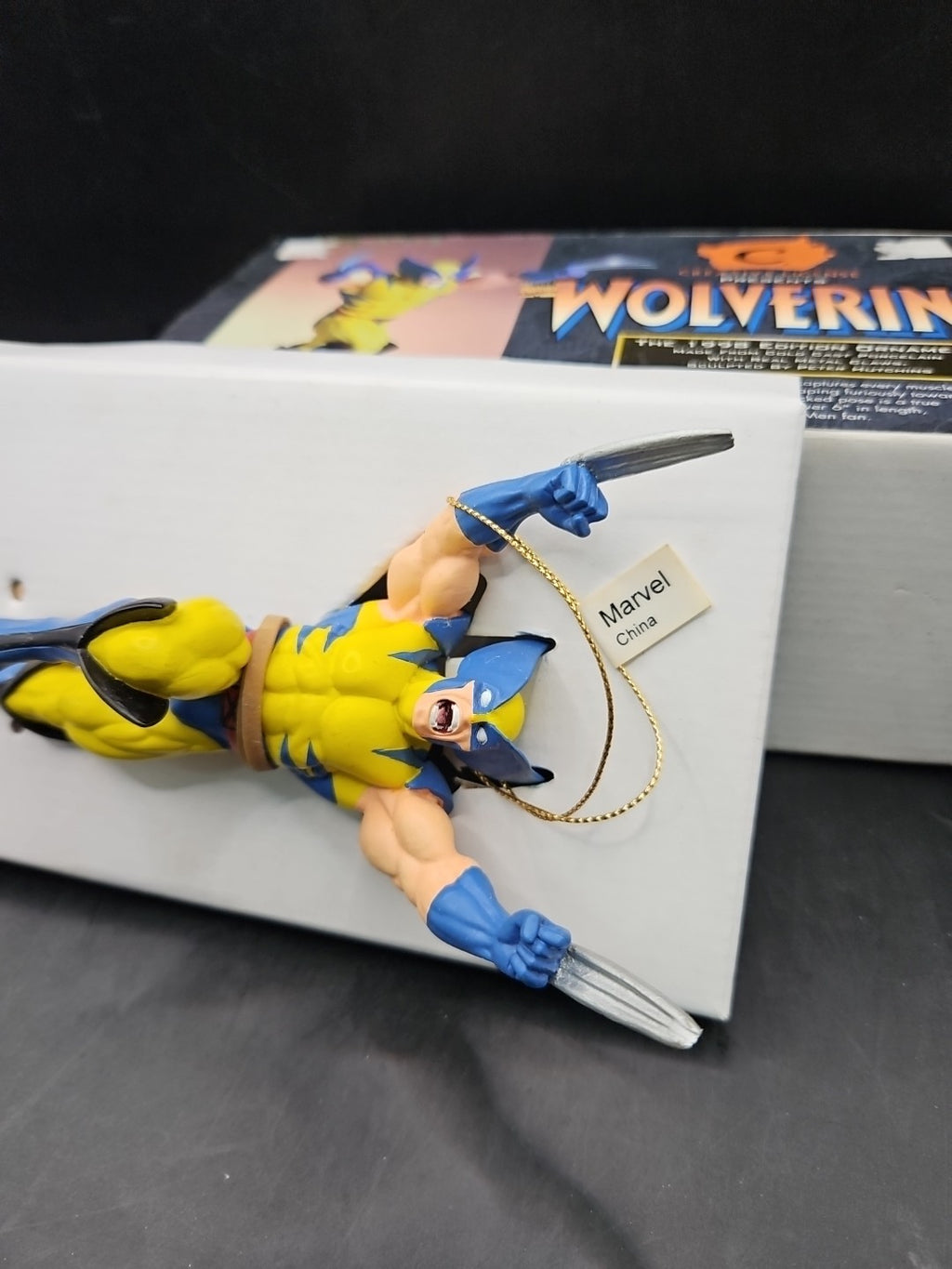 Creative 1998 Edition Wolverine Hanging Ornament in Yellow Porcelain - New Boxed