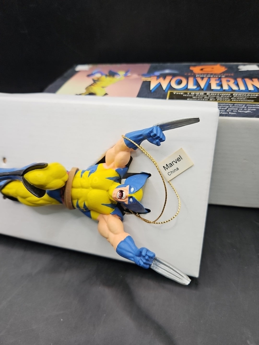 Creative 1998 Edition Wolverine Hanging Ornament in Yellow Porcelain - New Boxed