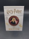 S6) RARE HARRY POTTER MEDAL COIN IN CARD LUCIUS MALFOY  JASON ISAACS JK ROWLING