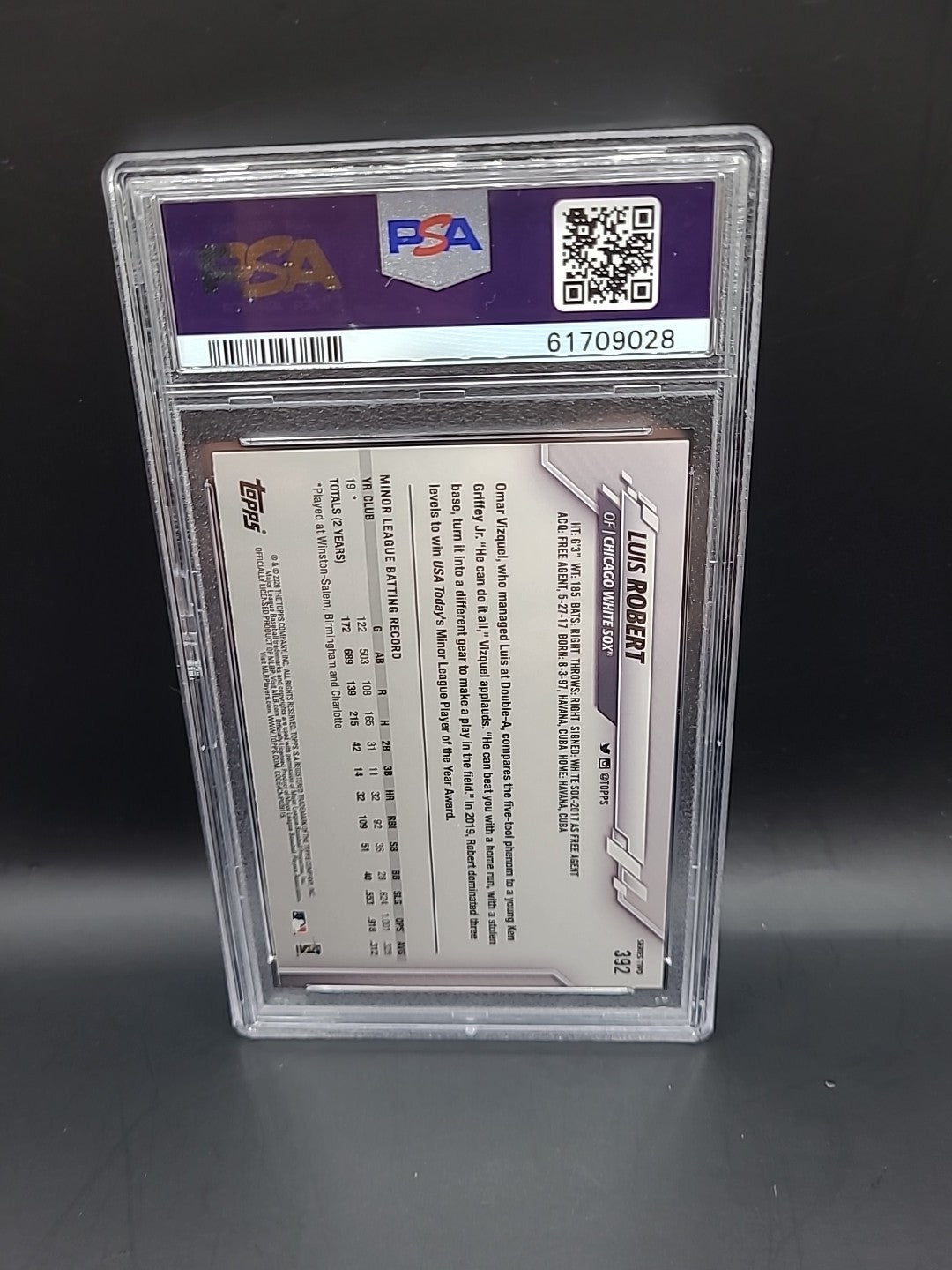 2020 Luis Robert Topps Series Two SP PSA 10 GEM #392 RC Rookie