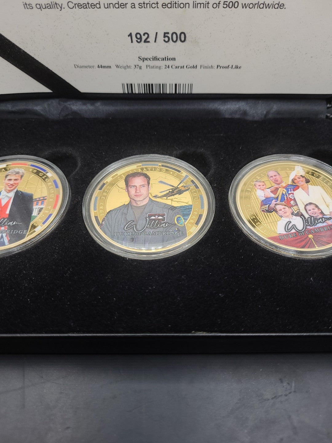William 40 Glorious Years Duke Of Cambridge Gold Plated Medal / Coin Set
