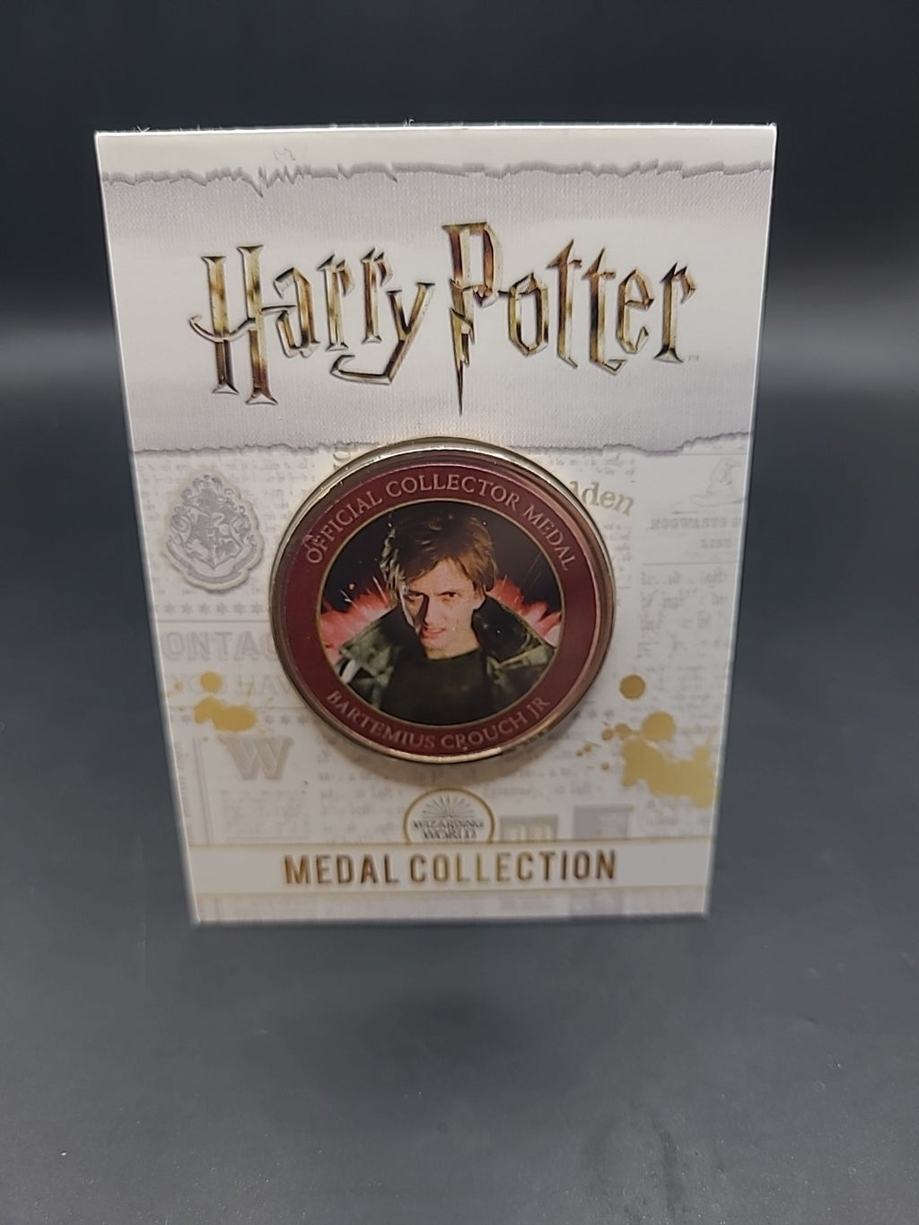 HARRY POTTER CARD WITH MEDAL BARTEMIUS CROUCH JR DAVID TENNANT J K ROWLING