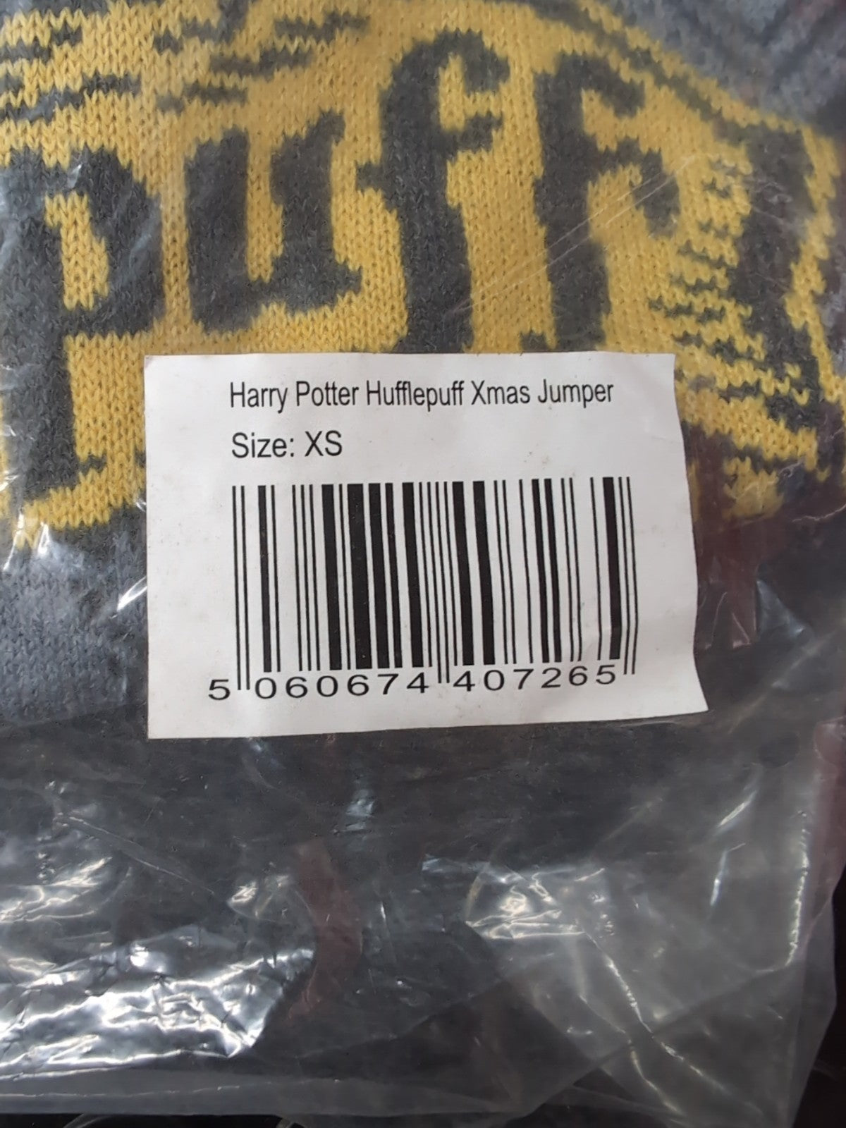 Harry Potter Men's XS Fair Isle Hufflepuff Crest Crew Sweater Christmas Hogwarts