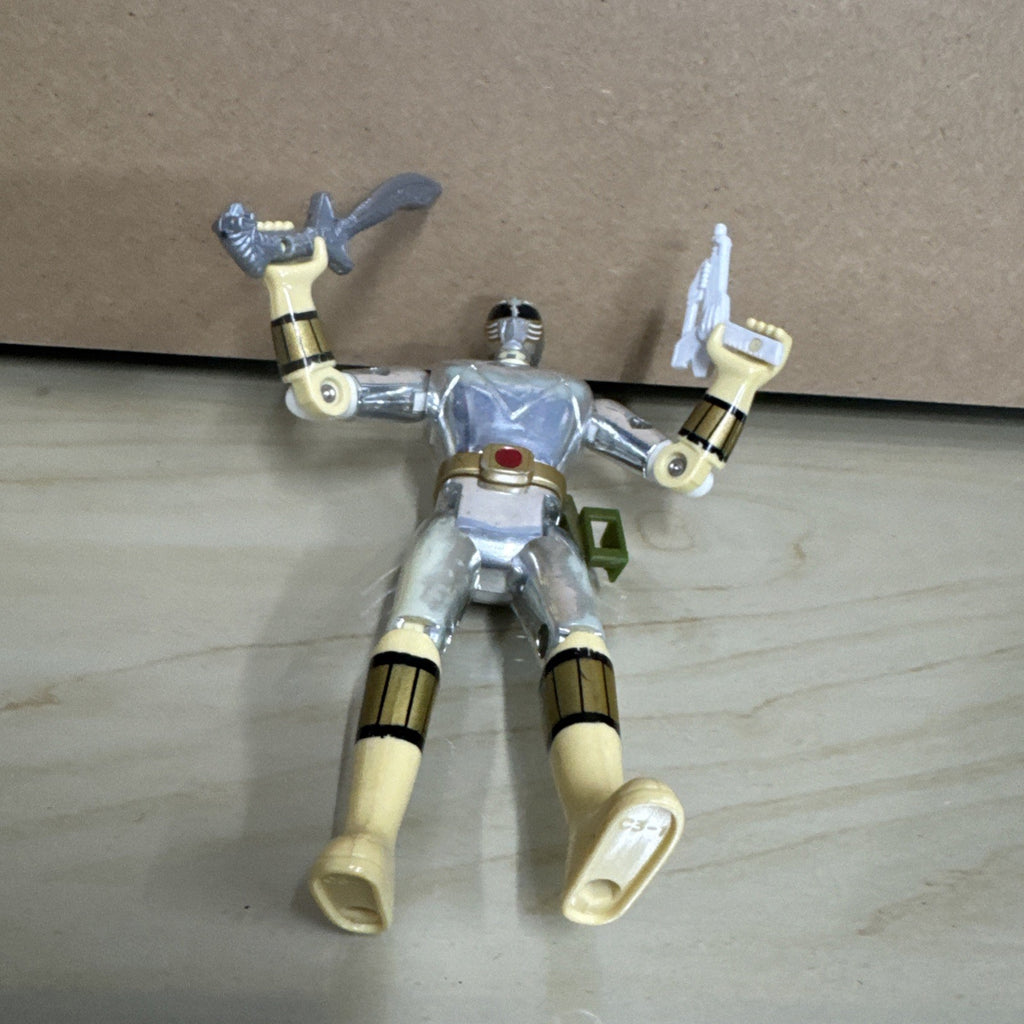 1995 Bandai Power Rangers Metallic Chrome White Ranger 5.5" Movie Action Figure