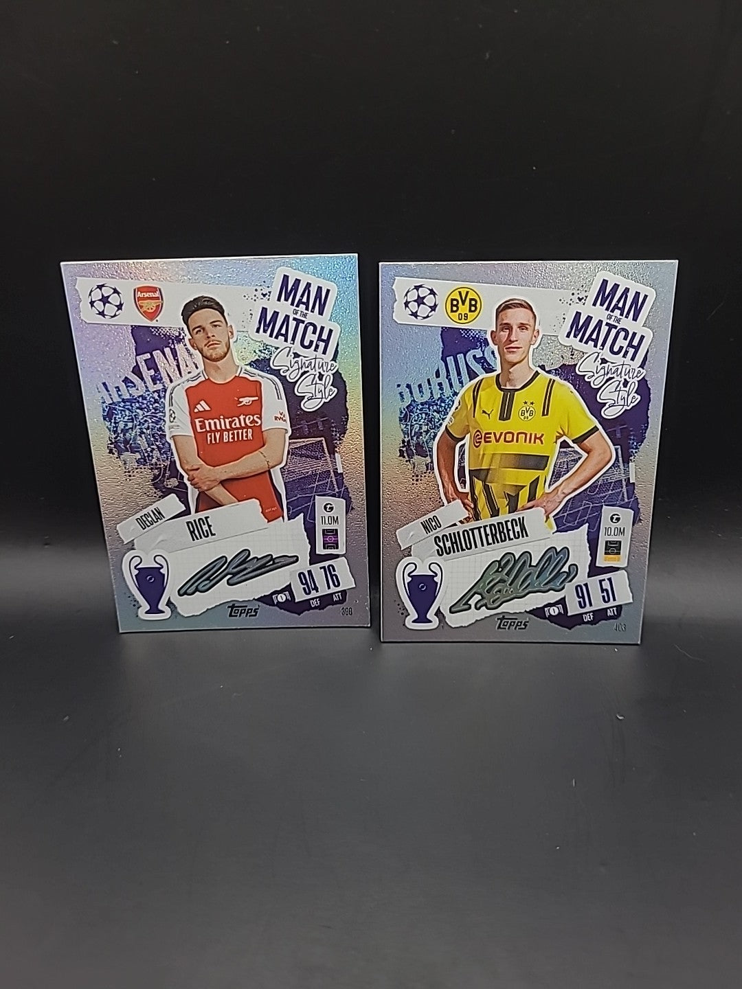 24/25 Declan Rice & Nico Schlotterbeck Topps Match Attax Cards #398 & #403