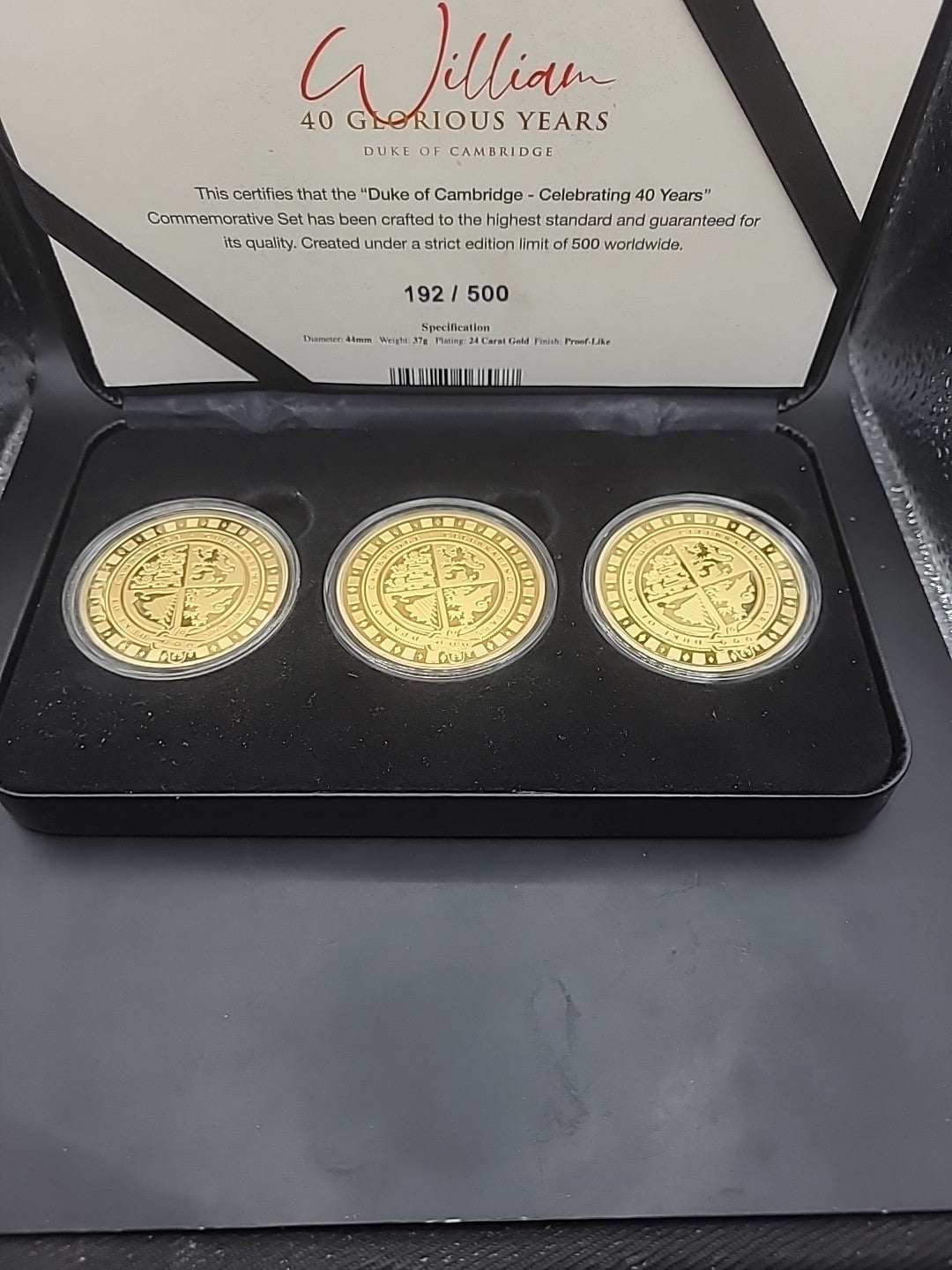 William 40 Glorious Years Duke Of Cambridge Gold Plated Medal / Coin Set
