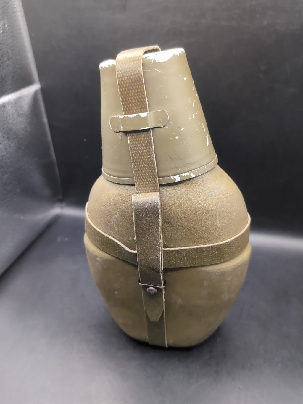 German army surplus drinking flask canteen and cup, green