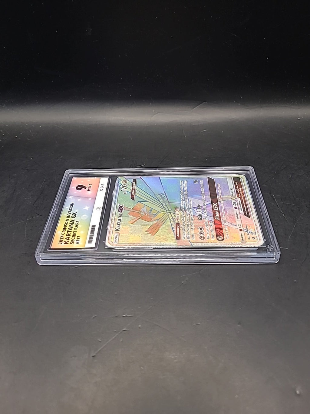 Graded Pokemon Card Kartana GX 117/111 Rainbow Crimson Invasion Ace 9