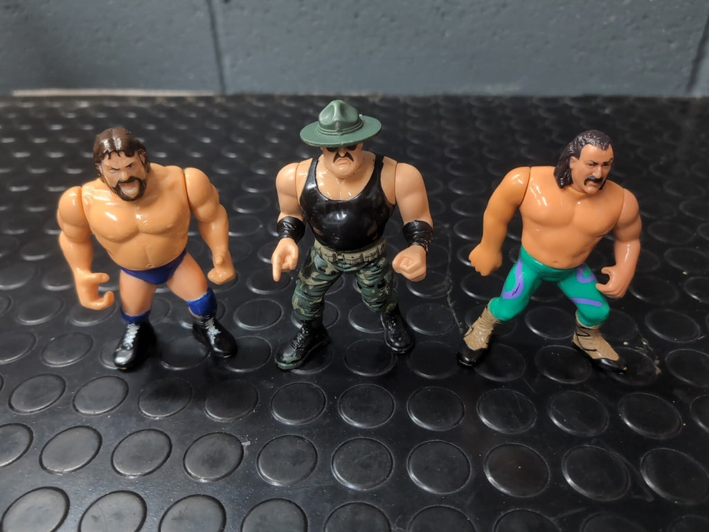 WWF Hasbro Wrestling Figures Jake Roberts, Sgt Slaughter & Hacksaw Jim Duggen