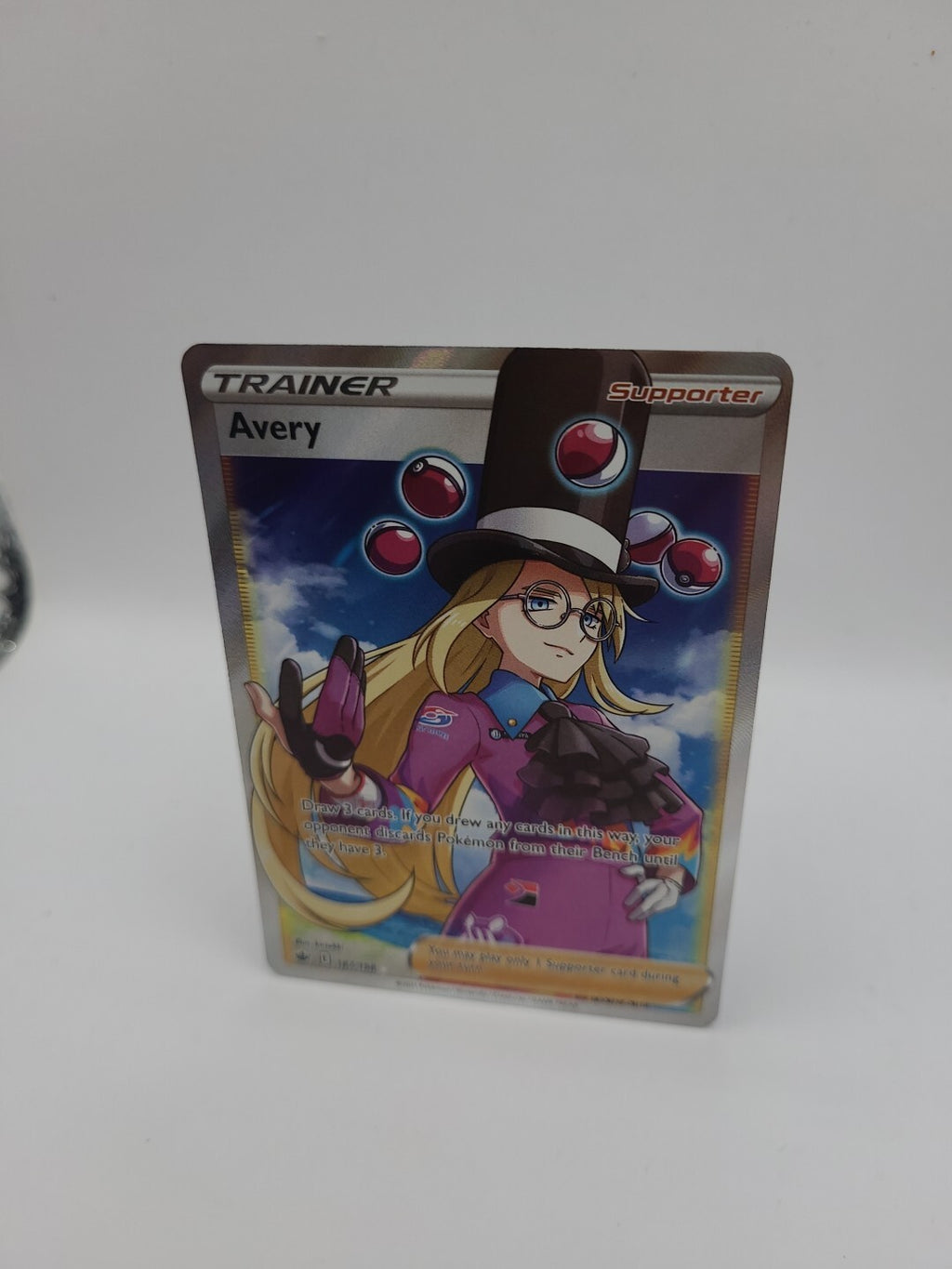 Pokemon Card Trainer Avery 187/198 Full Art Chilling Reign