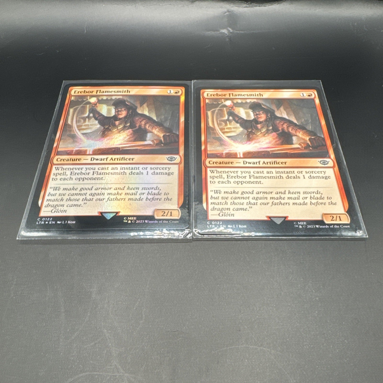 Erebor Flamesmith MTG LTR FOIL Magic The Gathering C0122 + 1 Regular Card