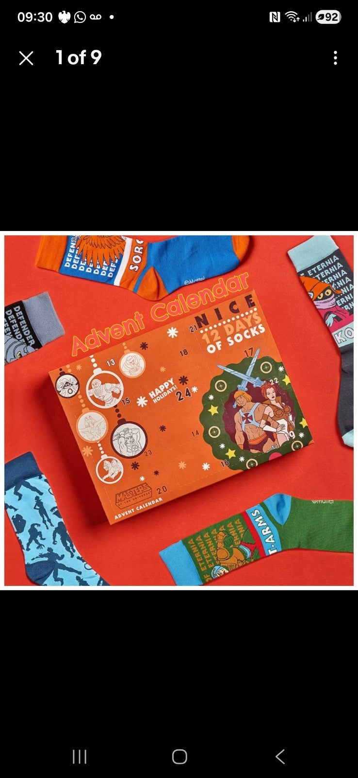 HE-MAN THE MASTERS OF THE UNIVERSE ‘NICE’ 12 DAYS OF SOCKS ADVENT CALENDAR Xmas 