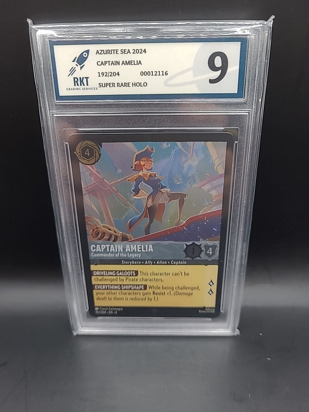 192/204 CAPTAIN AMELIA RKT GRADED 9 SUPER RARE DISNEY LORCANA CARD