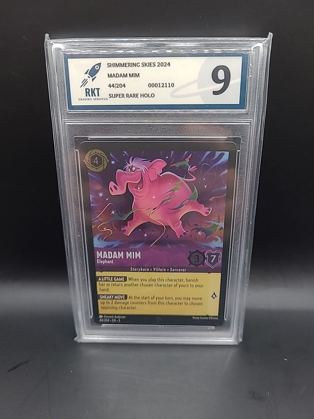 Disney Lorcana TCG Shimmering Skies Madam Mim Elephant Card 44/204 RKT Graded 9