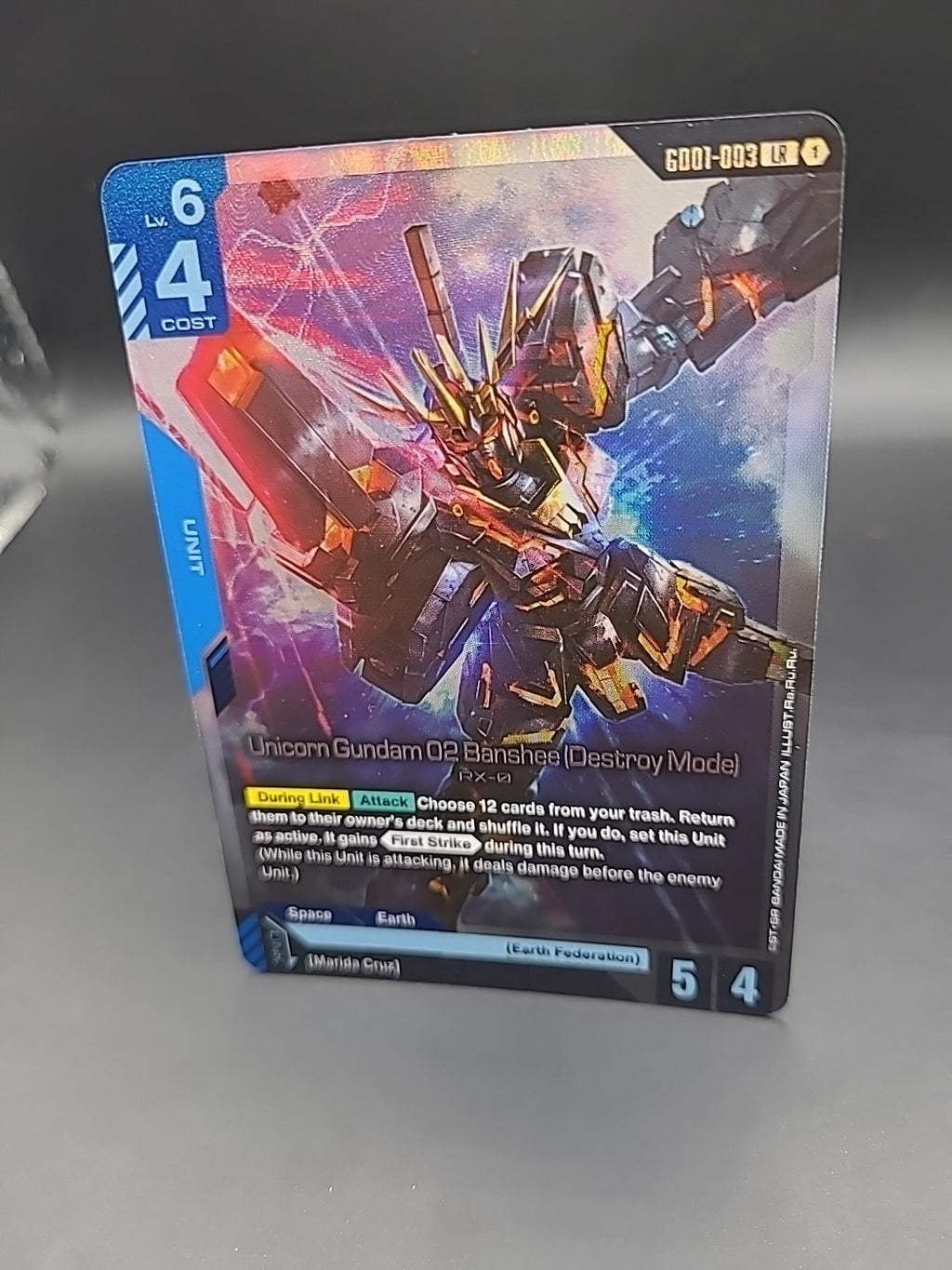 GD01-003 Unicorn Gundam 02 Banshee (Destroy Mode) : LR Holofoil Gundam TCG Card 