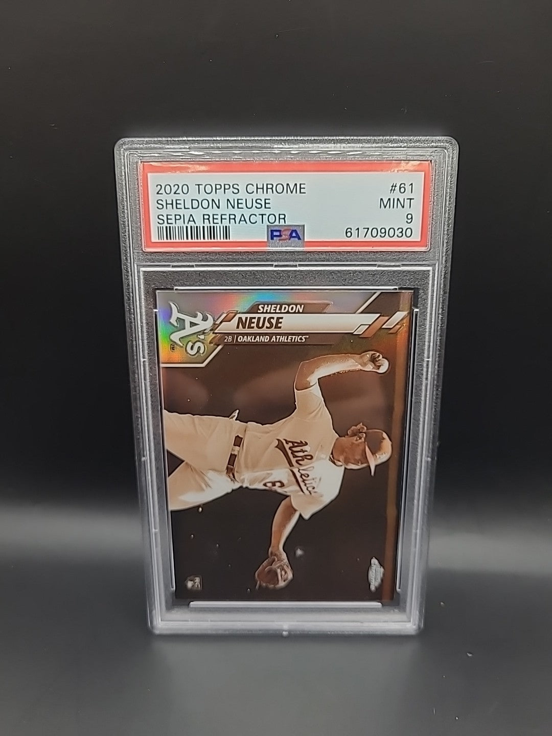 2020 Topps Chrome Sepia Refractor Sheldon Neuse #61 PSA 9 MINT Rookie RC