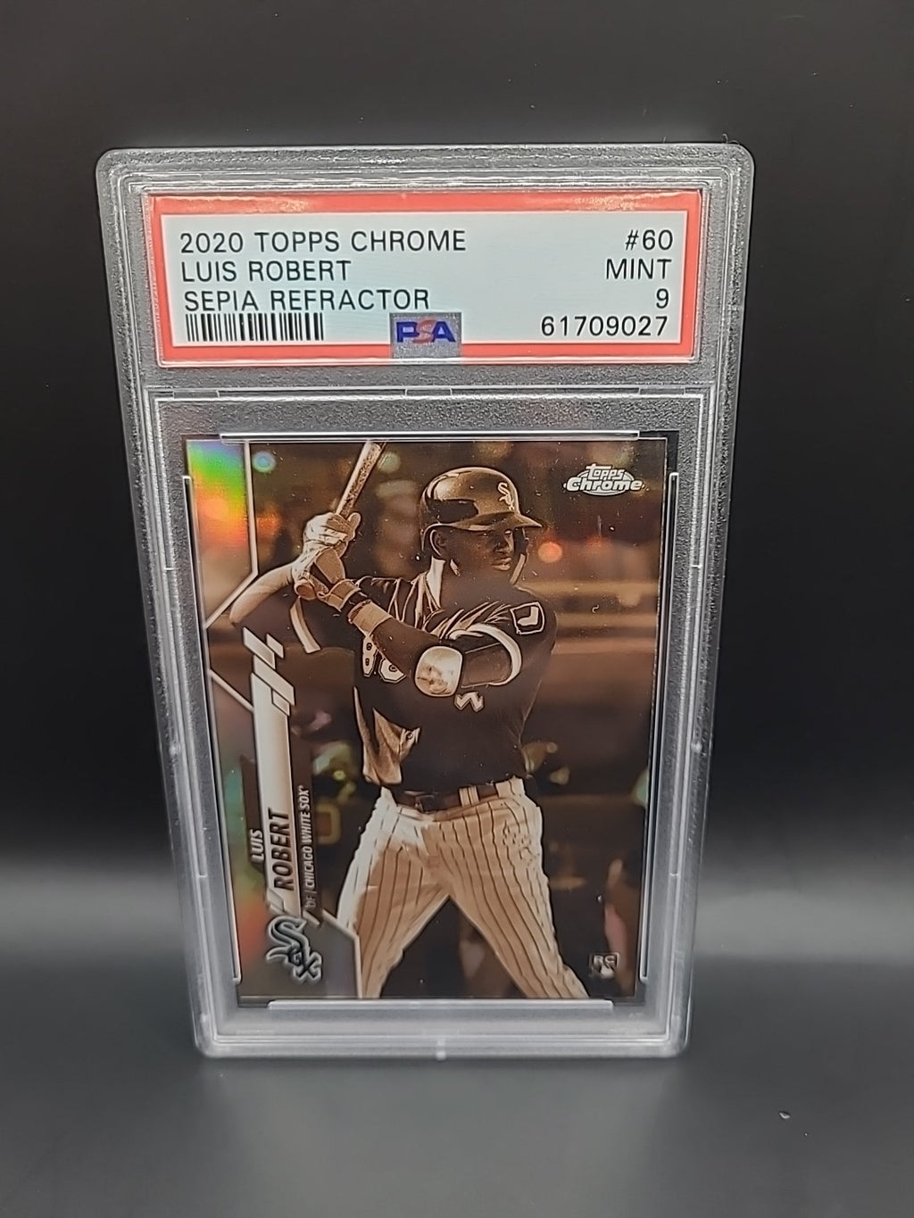 2020 Topps Chrome Luis Roberts #60 Sepia Refractor RC PSA Mint 9