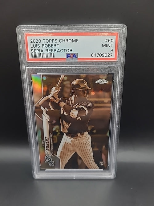 2020 Topps Chrome Luis Roberts #60 Sepia Refractor RC PSA Mint 9