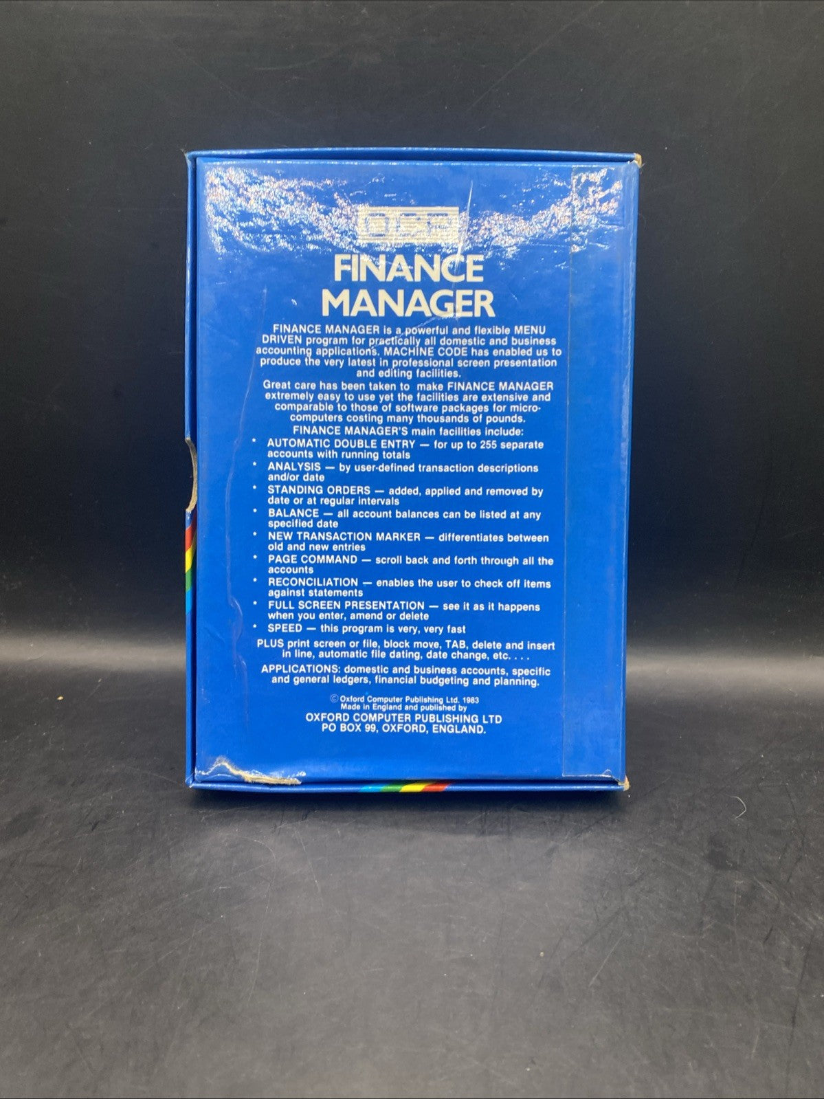 OCP Finance Manager Big Box Sinclair ZX Spectrum Games 09/02