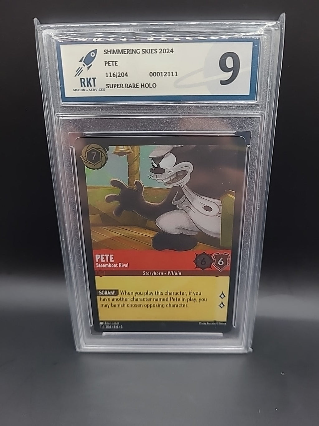 Pete Steamboat Rival - 116/204 - Super Rare Holo - Disney Lorcana Graded RKT 9