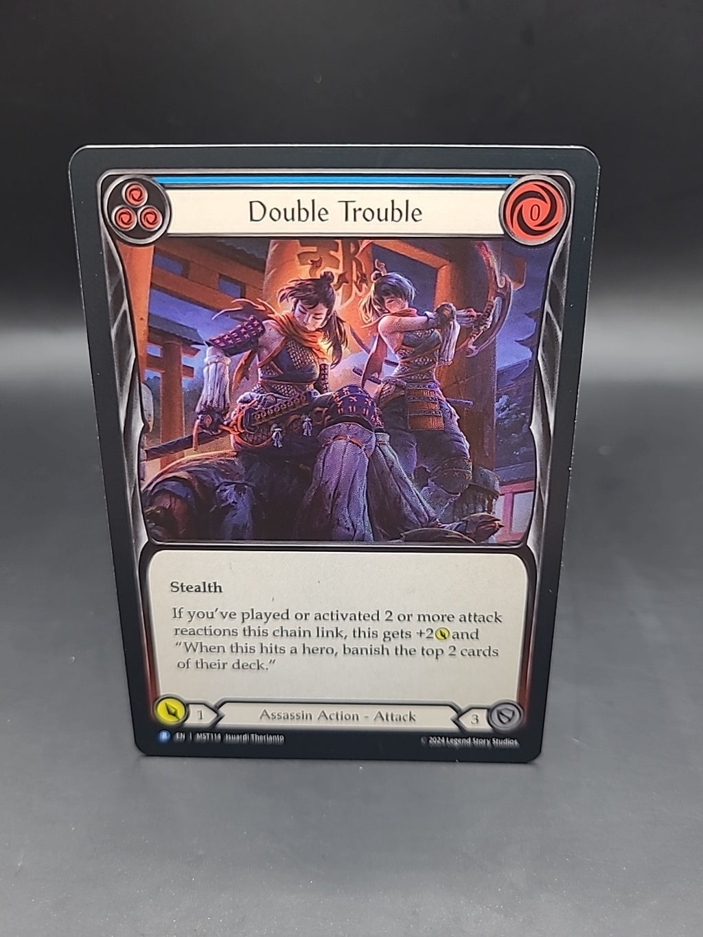 Flesh and Blood TCG Double Trouble (Blue) MST114 Rare Rainbow Foil NM MST