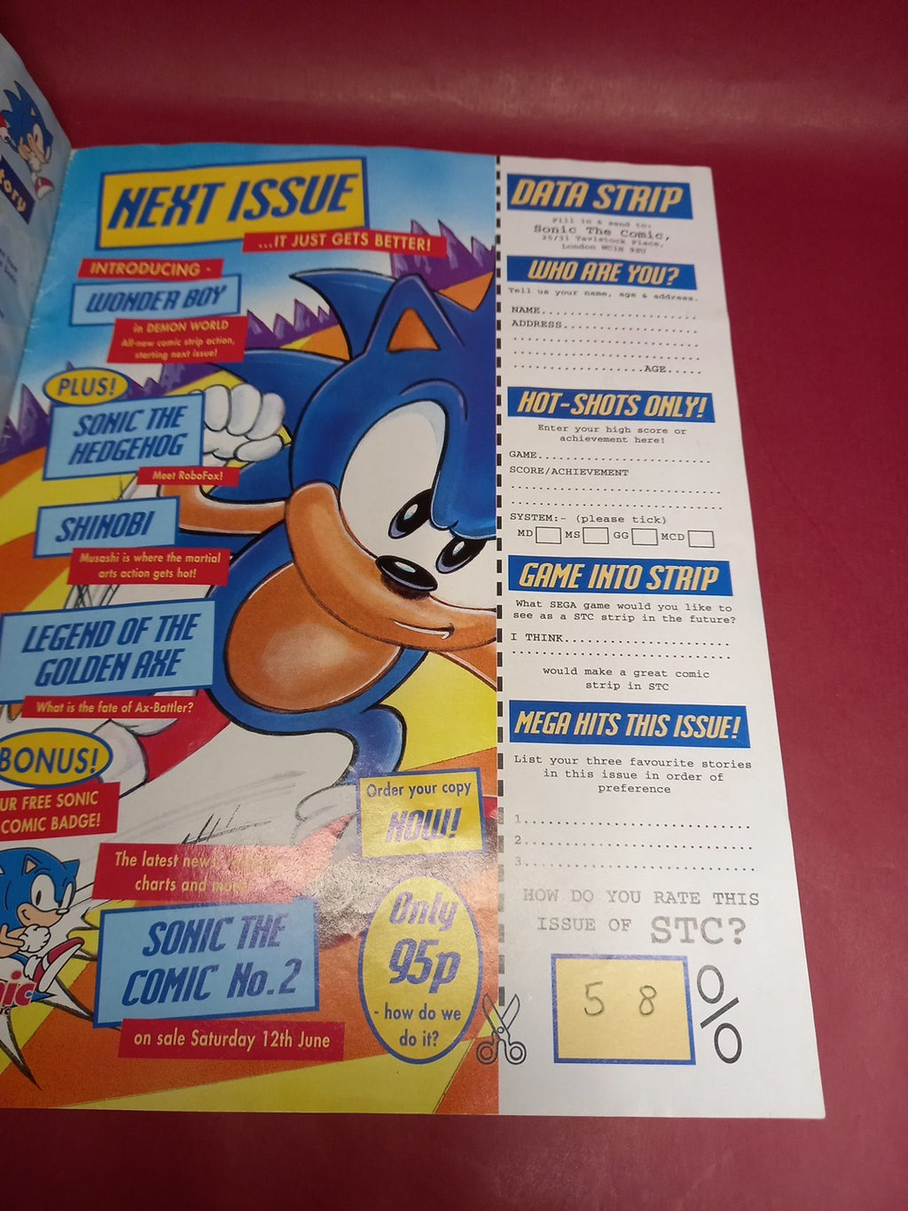 Sonic the Hedgehog Comic Issue 1 29th May 1993 Rare. See Pics/read Description 