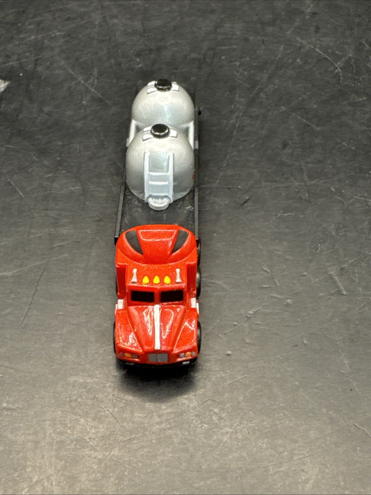Micro Action Magnifiers SEMI TRUCK Red w DANGER RADIOACTIVE flatbed Funrise 1988
