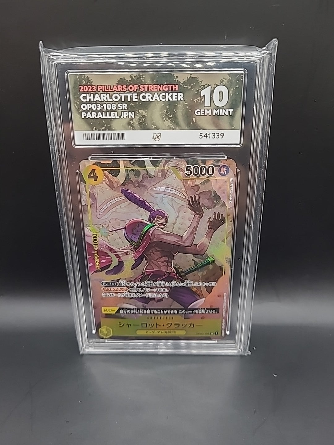 One Piece card OP03-108 Charlotte Cracker SR Parallel Japanese ACE Graded 10