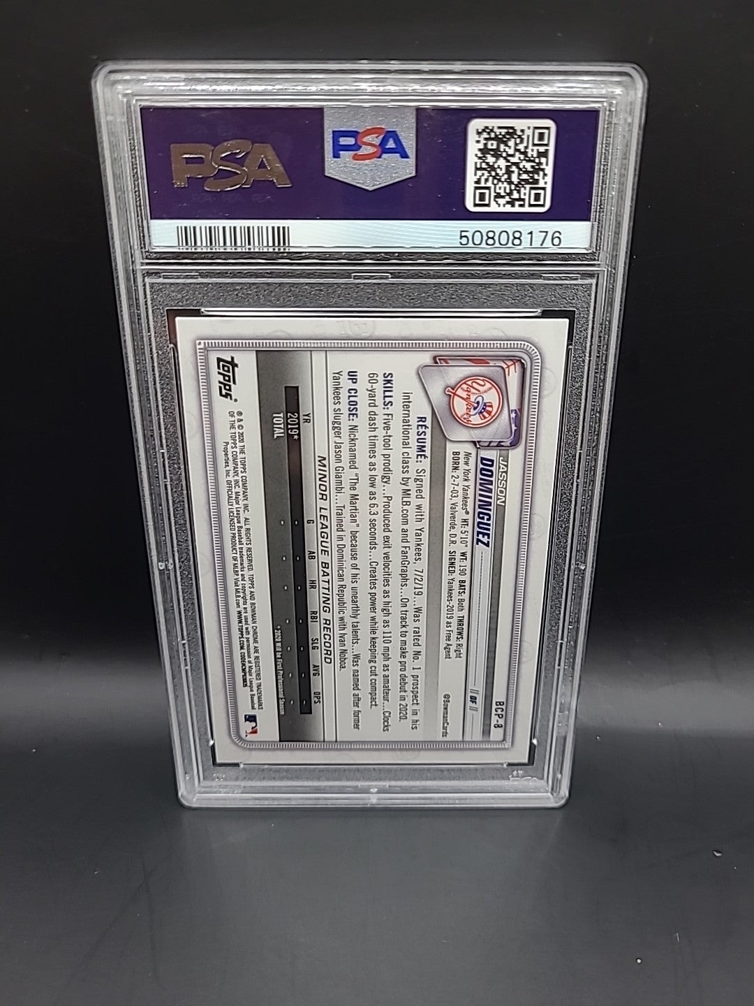 Jasson Dominguez #BCP8 2020 Bowman Chrome Mega Box PSA GEM Mint NY Yankees