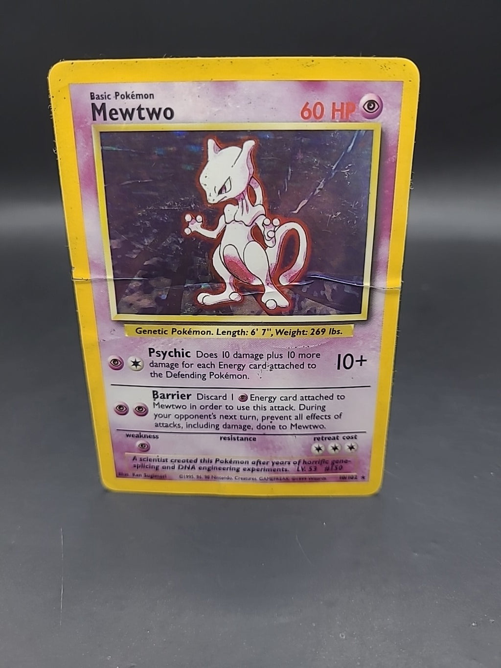 Mewtwo 10/102 Base Set Unlimited Holo Rare - Pokémon TCG - HP - Very Very Poor 
