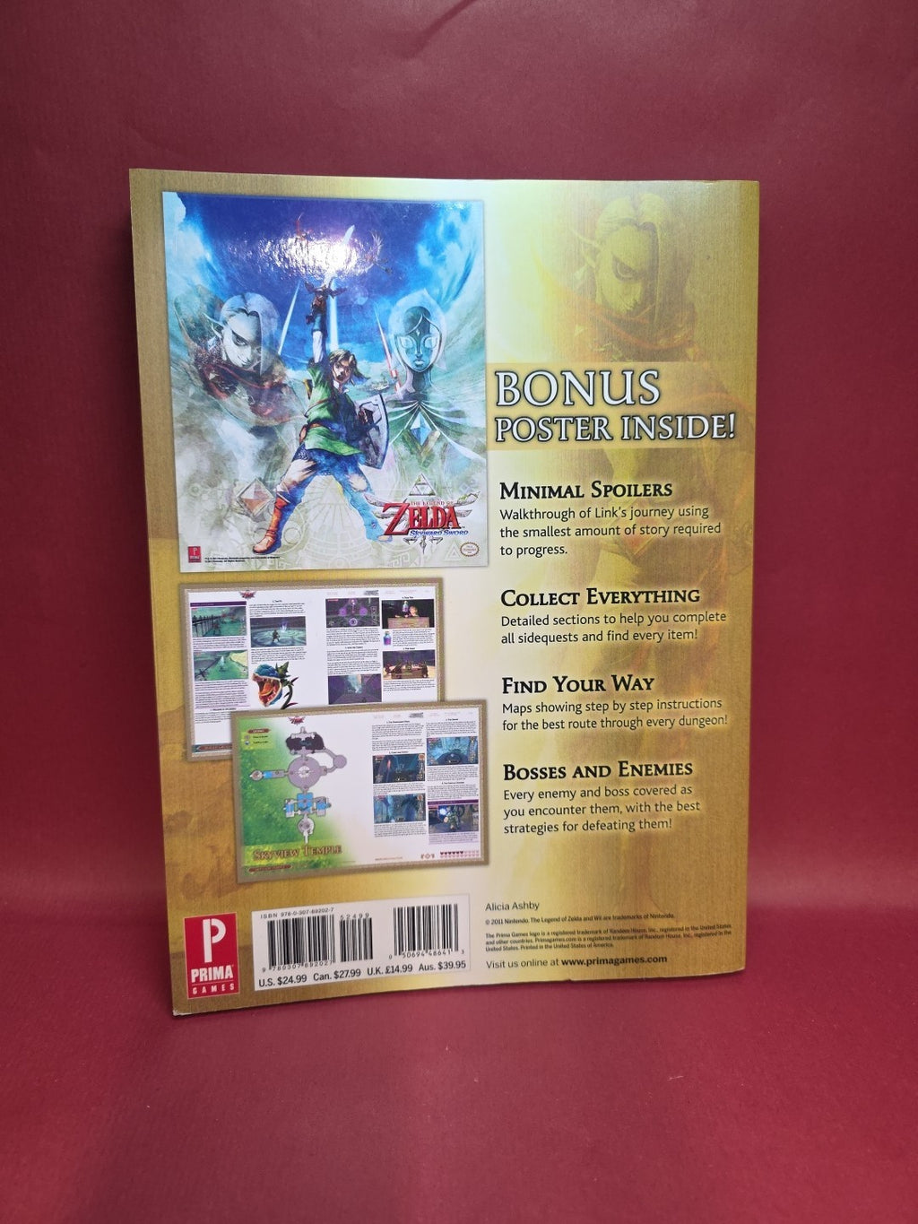 The Legend Of Zelda Skyward Sword Official Game Guide Premiere Edition + Poster.