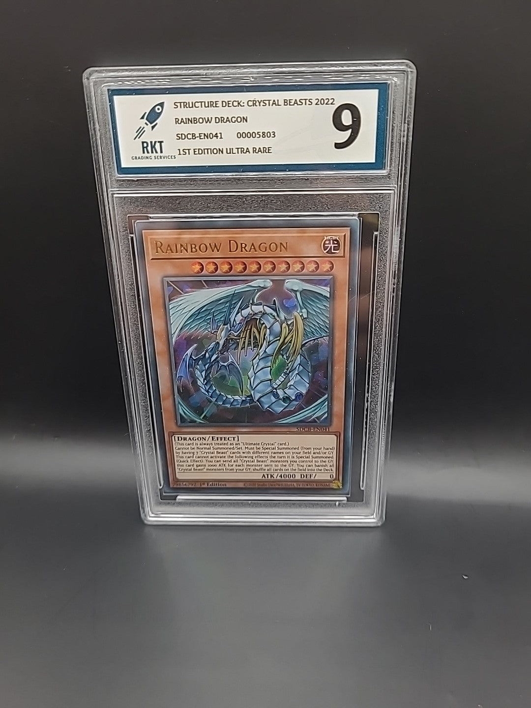 Yugioh Rainbow Dragon 1st Edition SDCB-EN041 graded 9 RKT