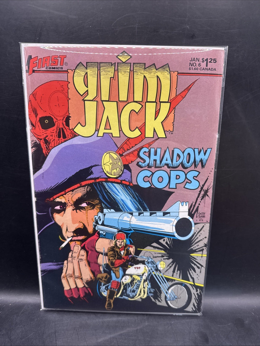 First Comics Grim Jack Shadow Cops Comic Book Back Issue #6