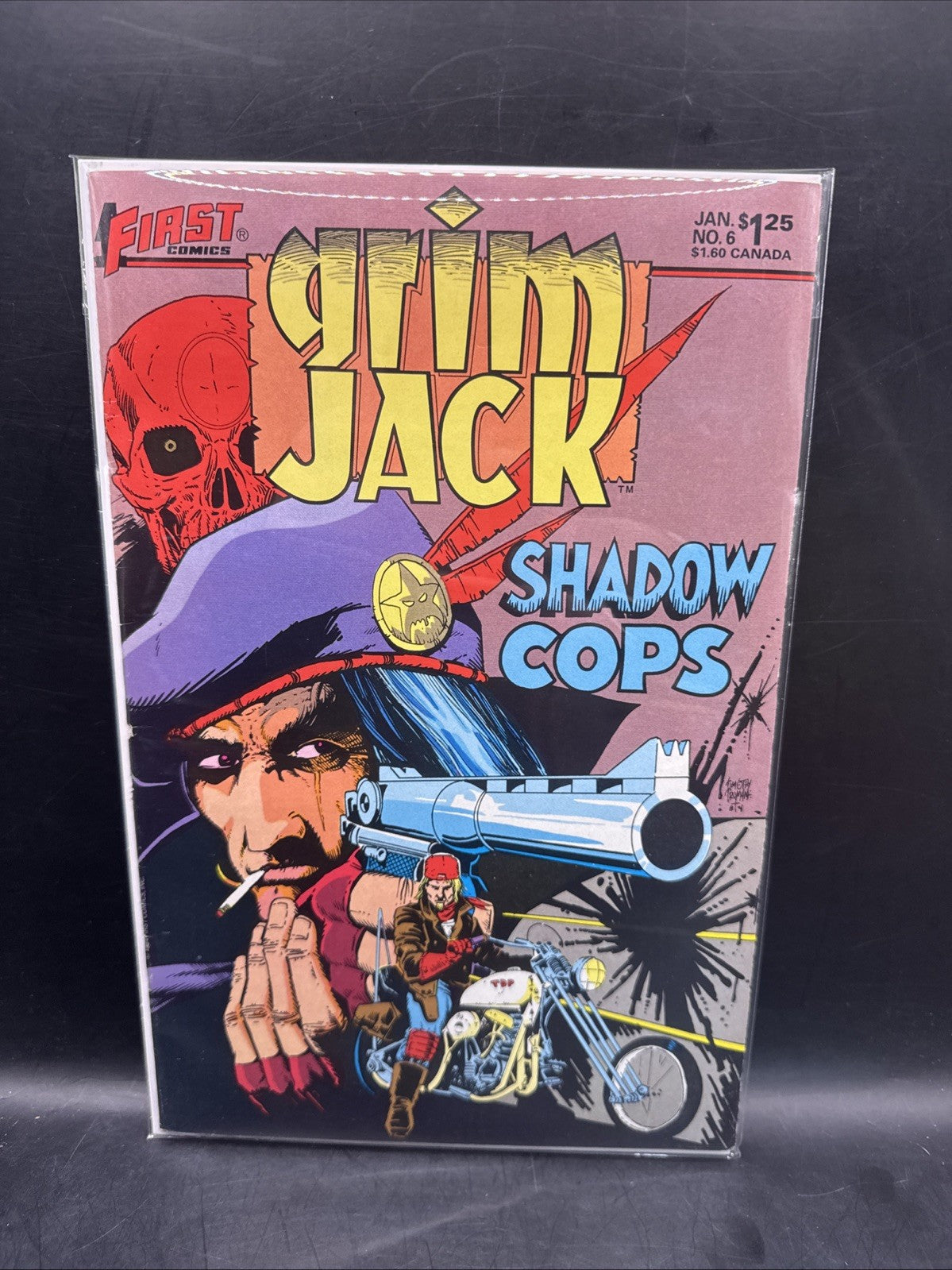First Comics Grim Jack Shadow Cops Comic Book Back Issue #6