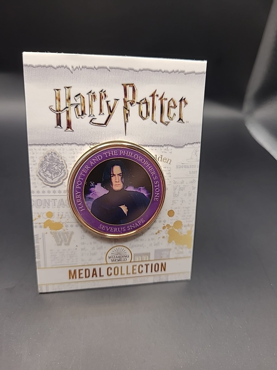 RARE HARRY POTTER MEDAL COIN IN CARD PHILOSOPHERS STONE SEVERUS SNAPE