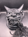 Japanese Prajna Mask Cosplay Props Devil Ghost Horns Rope Halloween Face Mask