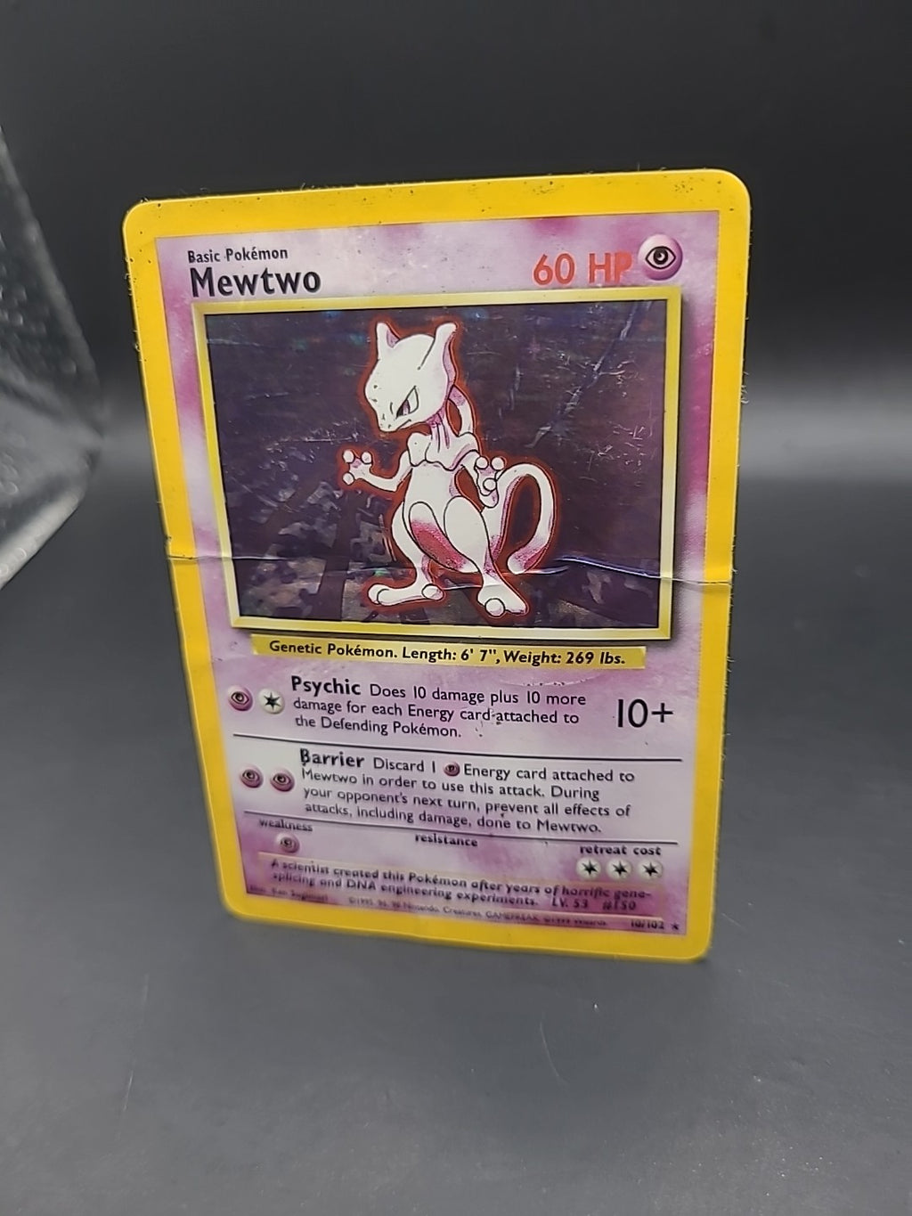 Mewtwo 10/102 Base Set Unlimited Holo Rare - Pokémon TCG - HP - Very Very Poor 