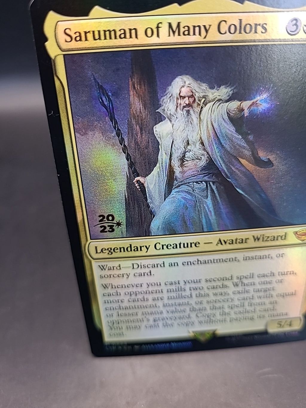 MTG Saruman Of Many Colors 0223 Rare Prerelease Card